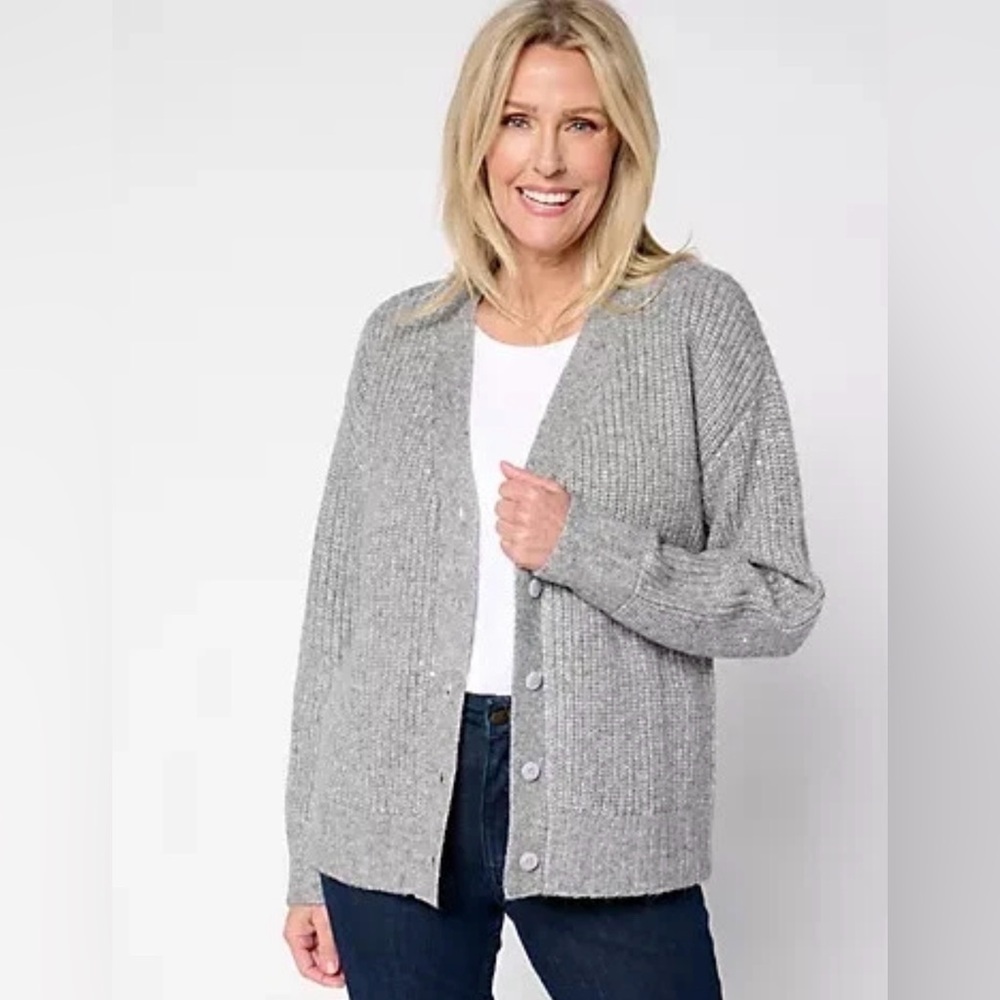 Studio Park Button Front Sparkle Cardigan
